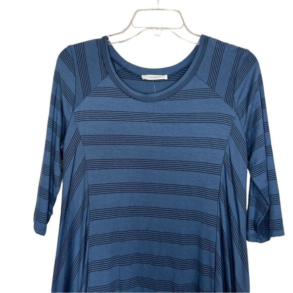 Lush Blue/Black 3/4 Stretch Jersey Knit Swing Dress Size Large - Picture 3 of 8